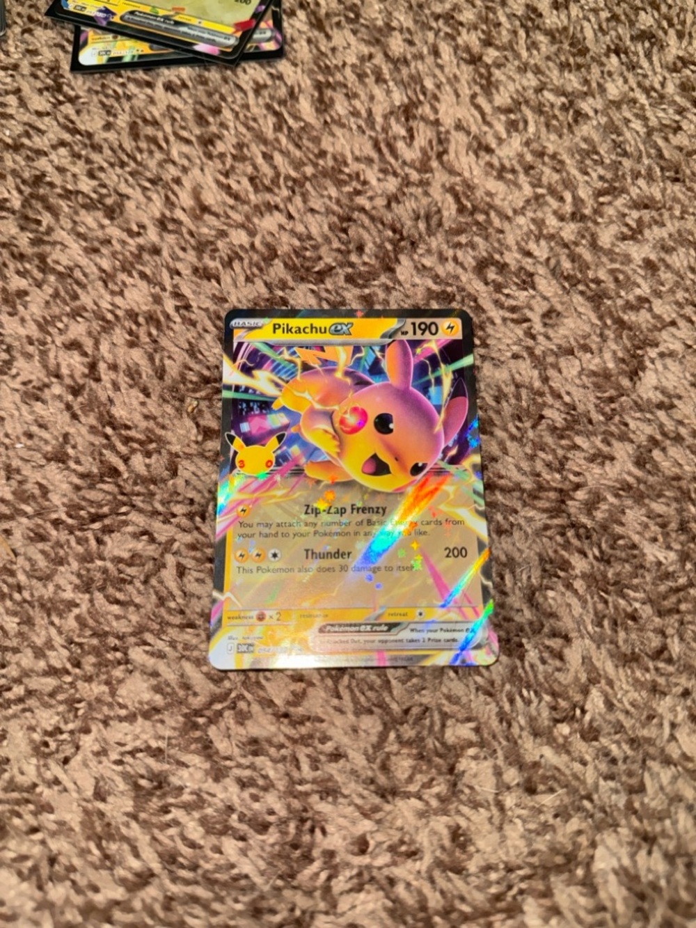 Pikachu EX 054/128 Pokemon card 30th